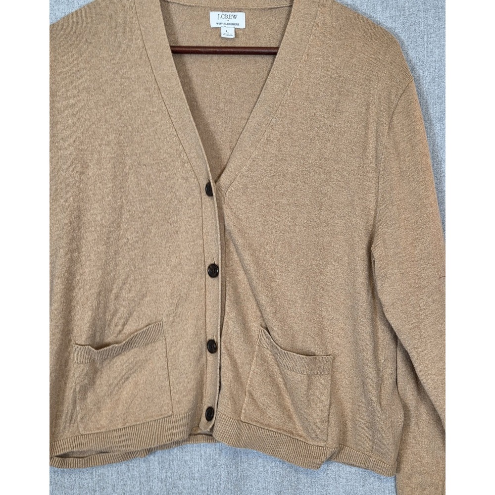 J. Crew Camel V-Neck Button Front Cardigan